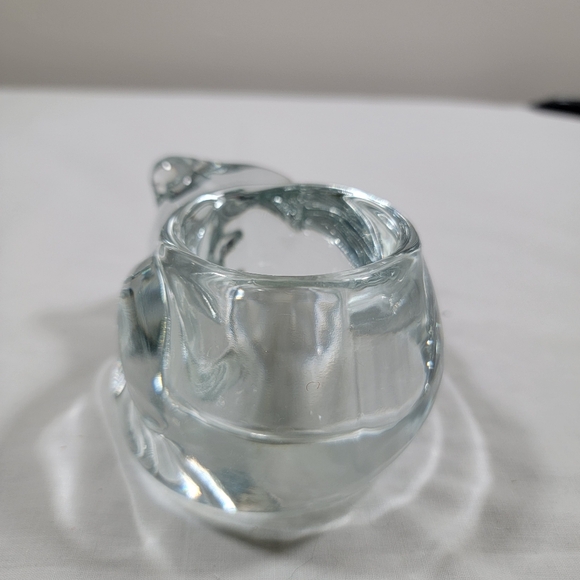 Vintage Indiana Glass Crystal Heavy Solid Sleeping Cat Votive Candle Holder - Picture 10 of 11
